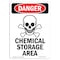Signmission OSHA Danger Sign, 14" Height, Rigid Plastic, Chemical Storage Area, Portrait, 1014-V-1629 OS-DS-P-1014-V-1629 - alternate 1
